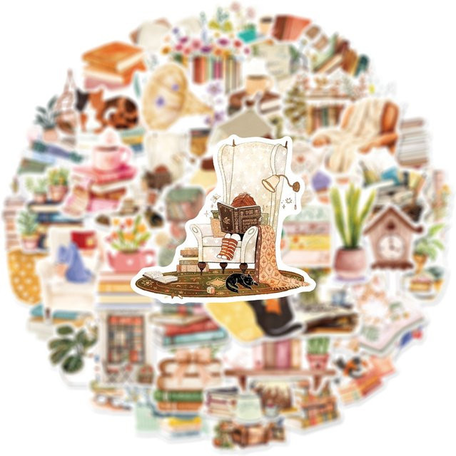 Kawaii Lesen Cartoon Aufkleber Retro Dekoration für Scrapbooking und Tagebuch in Multicolour - Bild 1
