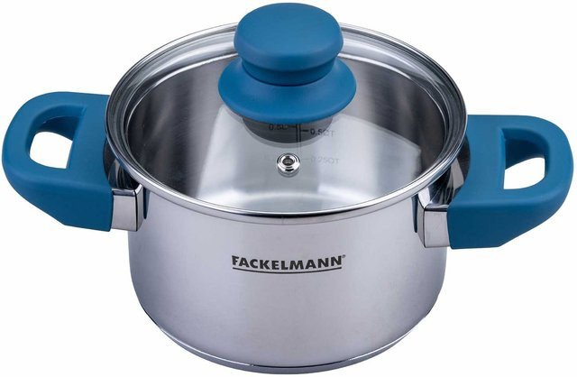 Fackelmann Kochtopf Essential mit Glasdeckel aus Edelstahl, Durchmesser: 14 cm, Blau - Bild 1