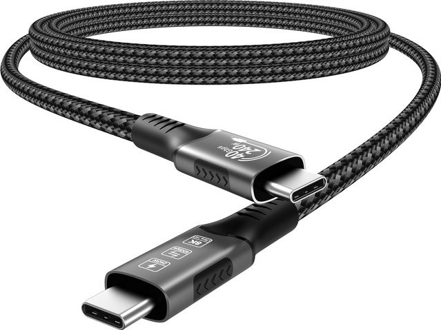 FDBRO USB4-Kabel USB-C auf USB-C in Schwarz mit 240 W Schnellladefunktion, unterstützt Thunderbolt 4/3, 8K 60 Hz und 40 Gbit/s Datenübertragung - Bild 1