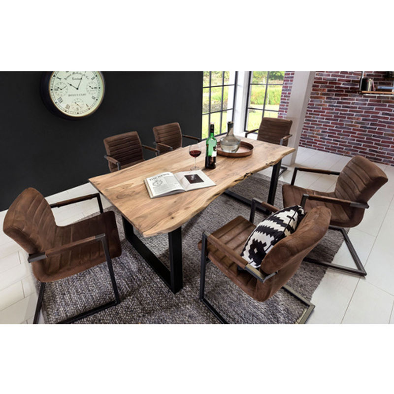 SIT Tisch TABLES & CO aus Akazienholz in Schwarz und Braun, Industrial Design, Höhe: 78 cm, Tiefe: 100 cm - Bild 3