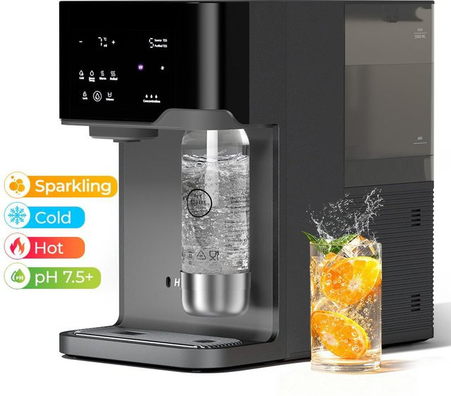 Hydrofast C300 RO Tischwasserfilter in Grau: Auftisch-Wasserreiniger mit 6-Stufen-Filtration, UV-Sterilisation und Sprudelwasserfunktion, 5L Rohwassertank und 1,5L Reinwassertank - Bild 1