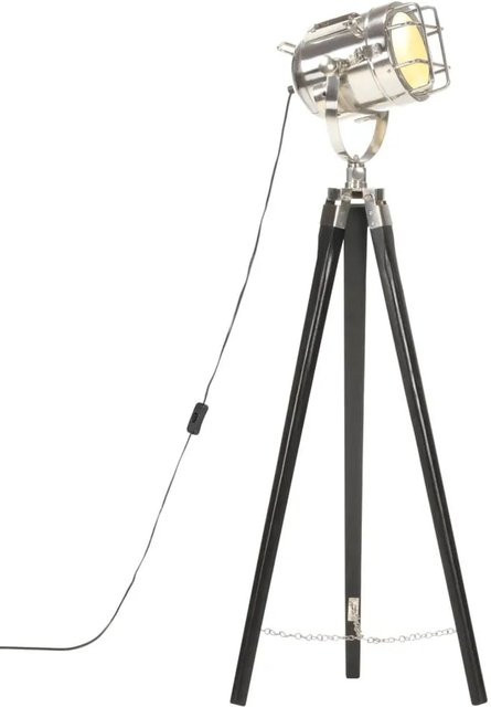 vidaXL Stativ-Stehlampe aus Mango Massivholz und Metall in Schwarz und Silber, Höhe: 97 cm - Bild 1