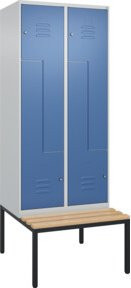 C+P Z-Spind Classic PLUS Sitzbank mit 4 Fächern und Zylinderschloss, Sitzfläche aus Buche-Hartholz, B/T/H: 212,0 x 80,0 x 81,5 cm - Bild 1