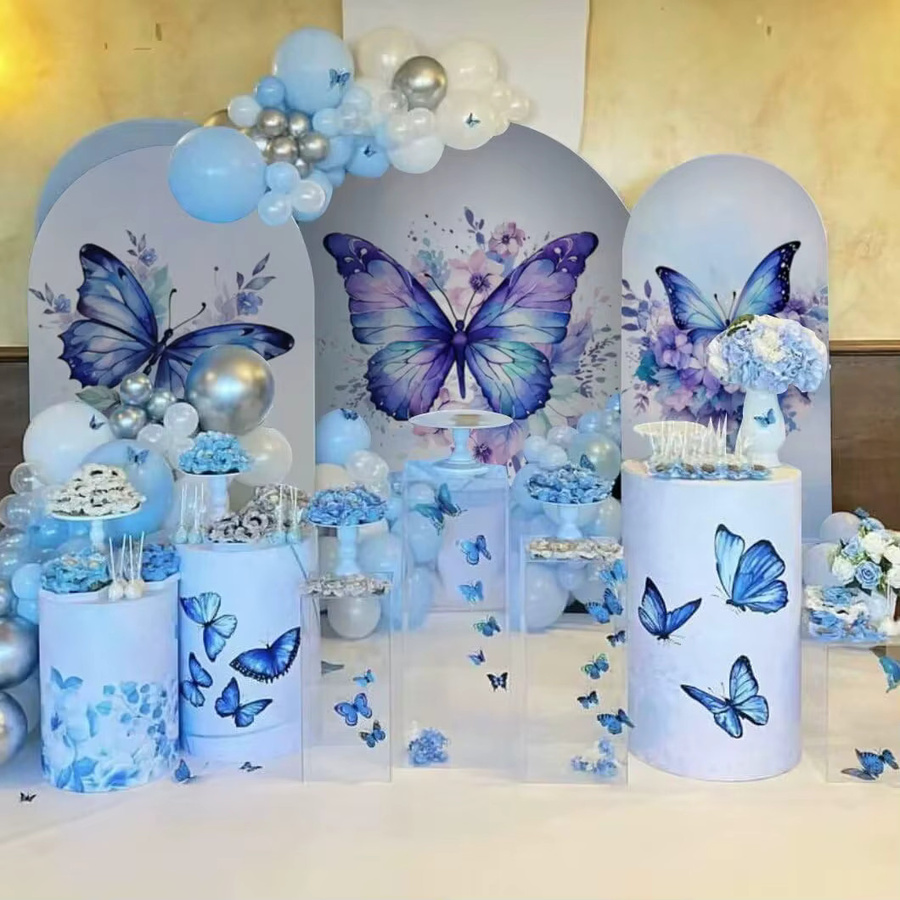 VIKAMA Hintergrundabdeckung mit Schmetterling und Aquarell-Blumen für Geburtstag, Hochzeit oder Party, B/H: 120 x 50 cm - Bild 3