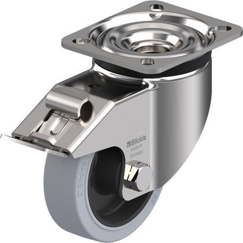 Blickle Lenkrolle LKX-POEV 100XR-1-FI-SG mit Feststeller, Edelstahl, Rad-Durchmesser: 100 mm, Tragfähigkeit: 200 kg - Bild 1