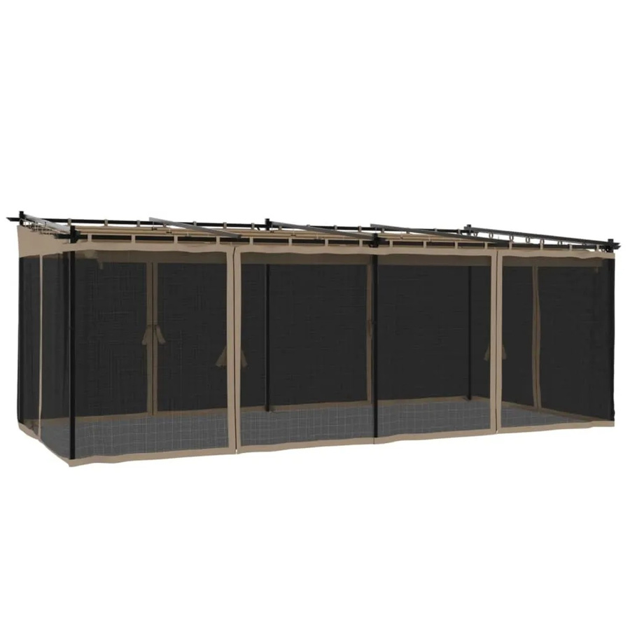 vidaXL Pavillon mit Netzwänden aus Stahl und Polyester in Taupe B: 6 m, T: 3 m, H: 2,3 m - Bild 2