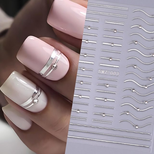 SWEET TREND Nagelaufkleber mit Strass, Gold Silber, Metallic - Bild 1
