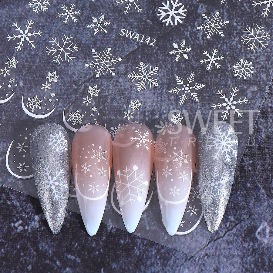 SWEET TREND Nail Art Aufkleber Schneeflocken, Gold Silber - Bild 4