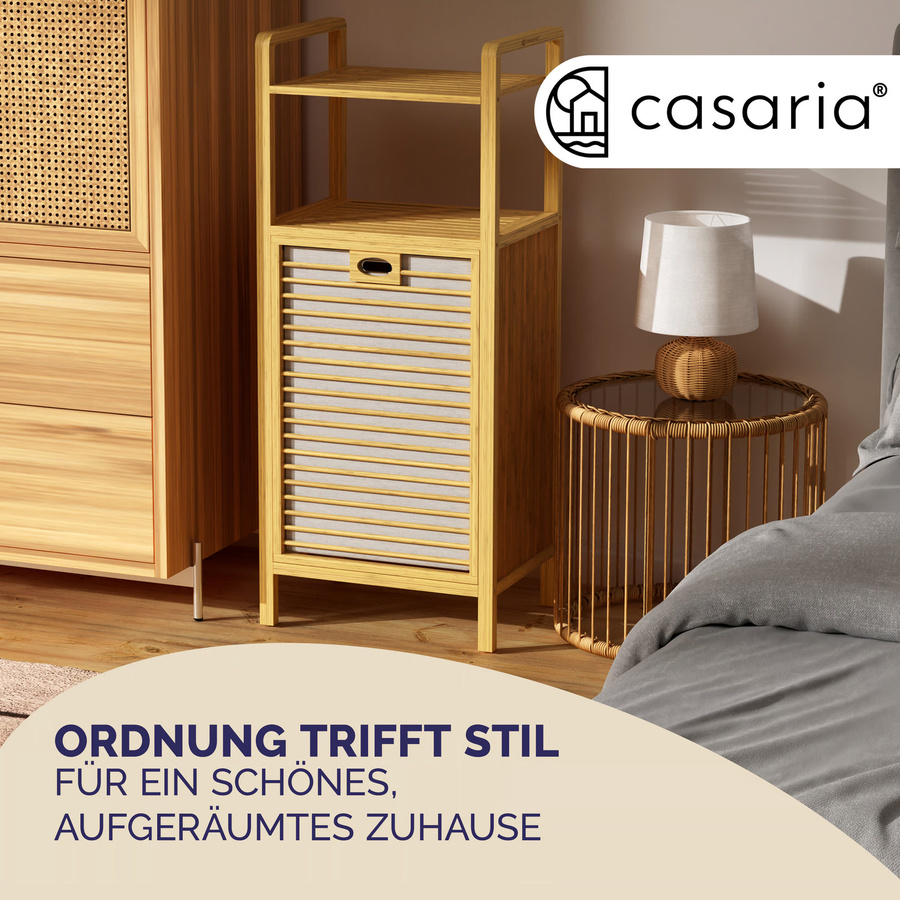 CASARIA Badregal mit 2 herausnehmbaren Wäschekörben aus Bambus, Braun, 43l pro Korb - Bild 2