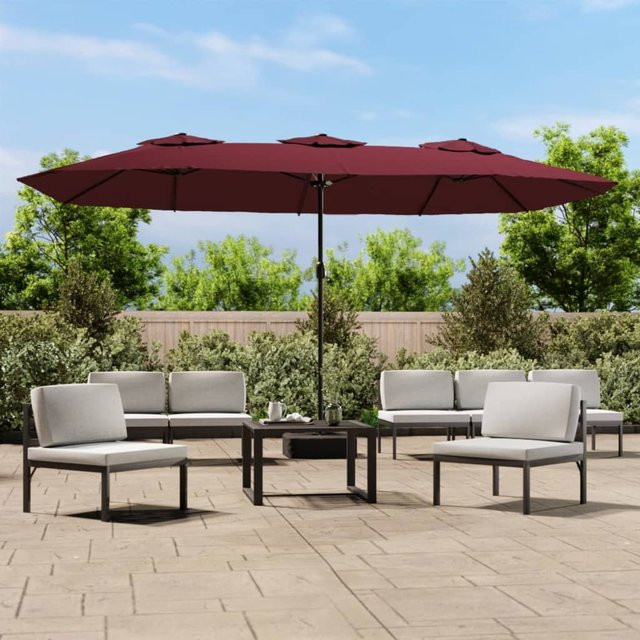 vidaXL Doppel-Sonnenschirm Bordeauxrot mit Polyesterbespannung, B/T/H: 449 x 265 x 245 cm - Bild 2