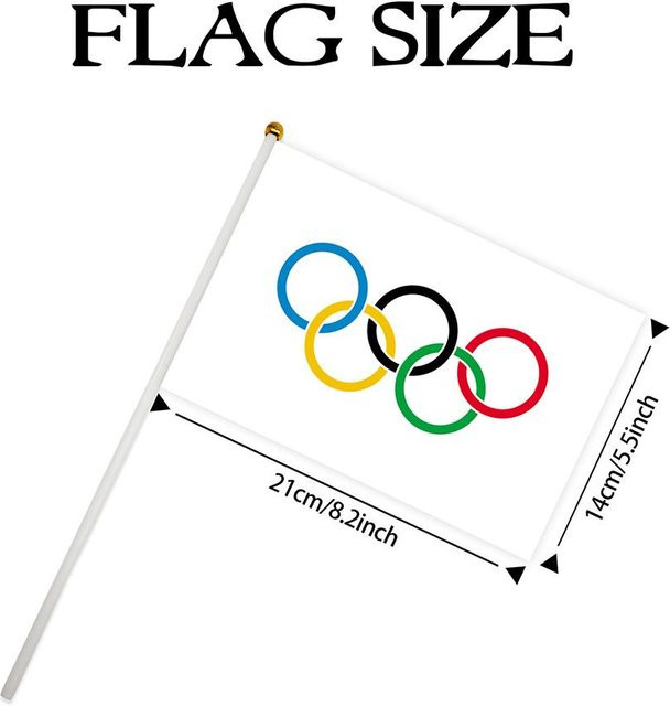 20 Stück Skyfree Mini Olympische Ringe Flaggen aus Polyester in Schwarz, B/H: 14 x 21 cm - Bild 1
