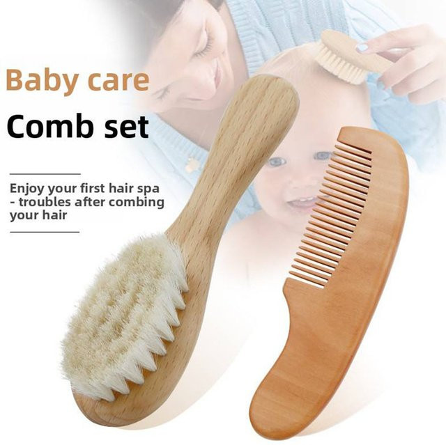 Baby Holz Kamm und Bürstenset, 3 Stück, für Neugeborene - Bild 1