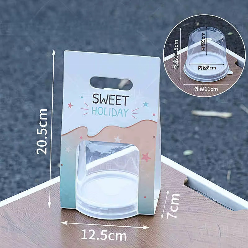 Transparente Halbkreis Cupcake Box von ouyesyyds aus Kunststoff mit Snap-Lid für Mousse und Obst - Bild 2