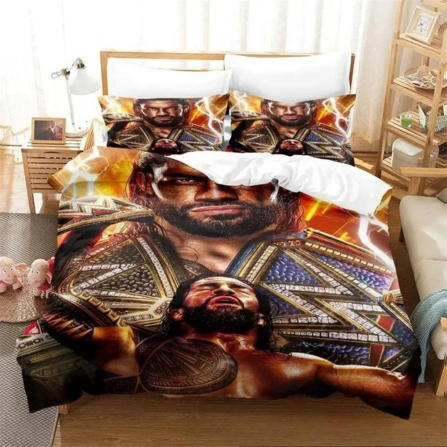 Wrestler Roman Reigns Bettwäsche-Set mit Bettbezug und Kissenbezug, Mehrfarbig, Breite: 70 cm, Länge: 133 cm - Bild 1