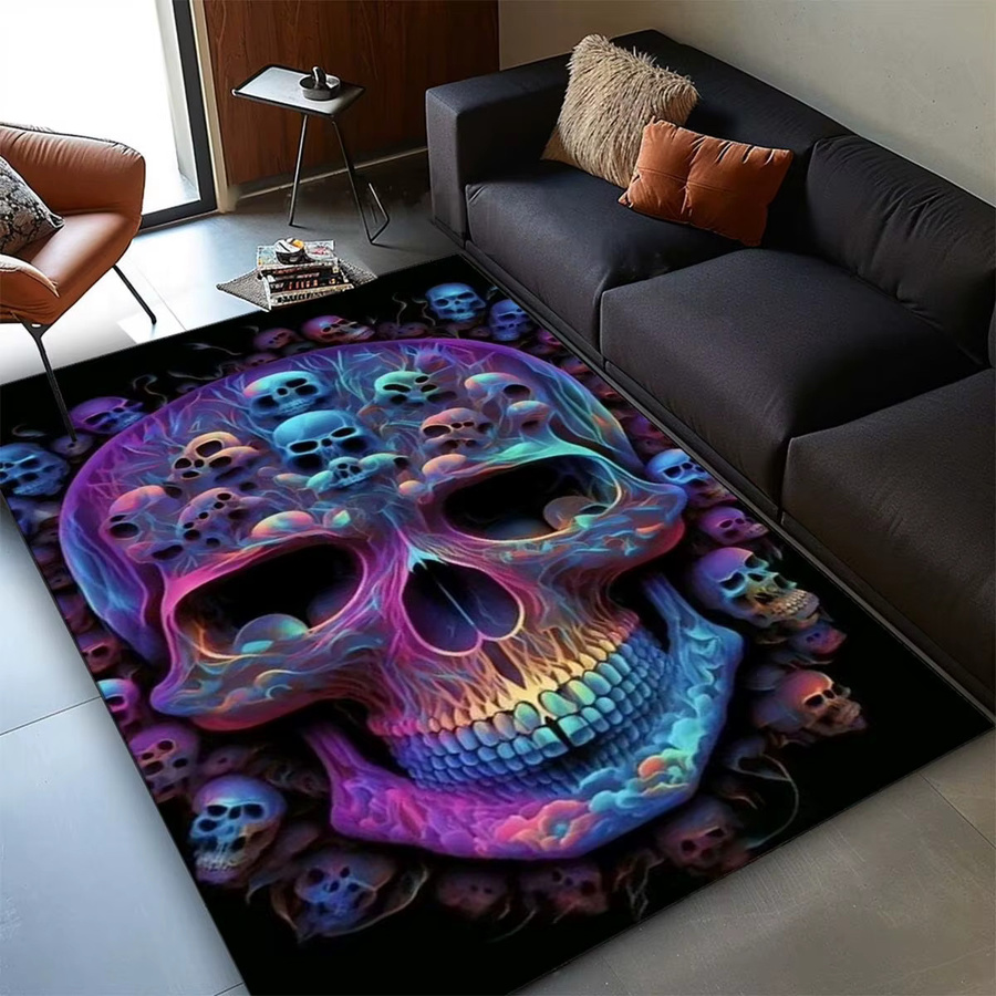 VIKAMA Teppich mit Totenkopfmuster in Multicolour, rutschfest und wasserabsorbierend, B/T: 60 x 40 cm - Bild 5