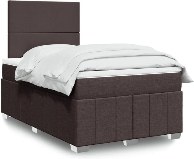 vidaXL Boxspringbett mit Matratze Dunkelbraun B/T/H: 120 x 190 x 140,5 cm mit USB-Anschluss und Unterbettbeleuchtung - Bild 1