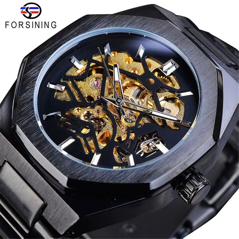 FORSINING Armbanduhr Automatik, Edelstahl, Schwarz, Herren - Bild 2