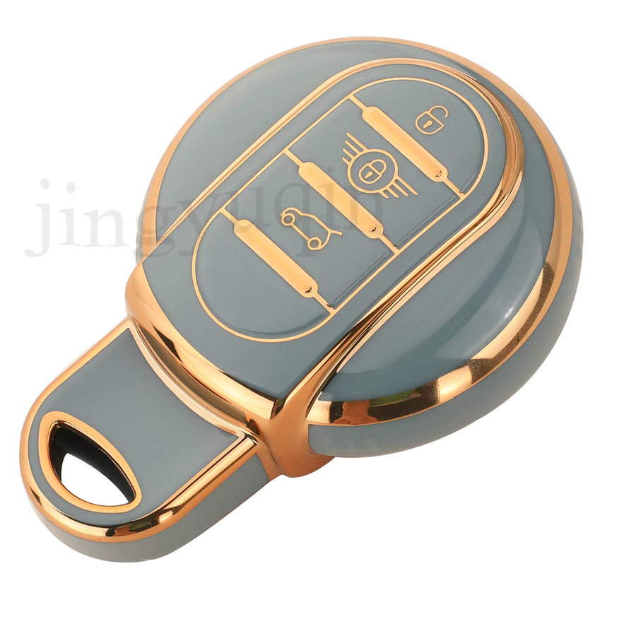 Jingyuqin TPU Auto Flip Schlüsselhülle für BMW MINI COOPER S, JCW, F54, F55, F56, F57, F60, R55, R56, R57 Clubman und Countryman in Schwarz und Grau - Bild 2