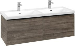 Villeroy & Boch Waschtischunterschrank Subway 3.0 in Eiche braun, wandhängend mit LED-Beleuchtung und Schubladen, B/T/H: 127,2 x 42,9 x 47,8 cm - Bild 1
