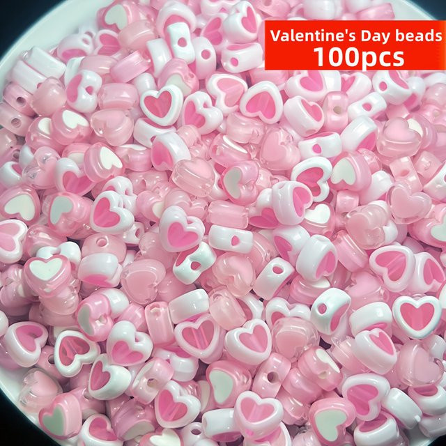QYWCTZ Perlen, rosa Pfirsich-Herz-Stil, 8 mm, 100 Stück - Bild 1