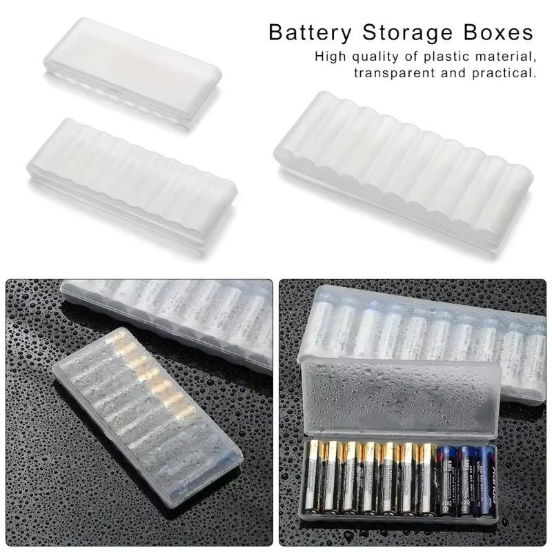 YYMSF Batterie-Aufbewahrungsbox für AAA und AA Batterien, 10 Slots, transparent - Bild 4
