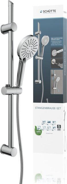 Schütte Stangenbrause-Set in Chrom, inklusive Handbrause mit Regen- und Massagefunktion zur Klebebefestigung - Bild 2