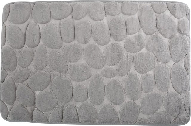 MSV Badematte Kiesel in Grau mit Kieselstein-Optik aus Mikrofaser, B: 80 cm, T: 50 cm - Bild 1