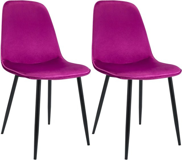 2er Set Esszimmerstühle DELUKE RAZON aus Samt in Lila, B/T/H: 45 x 54 x 88 cm - Bild 1