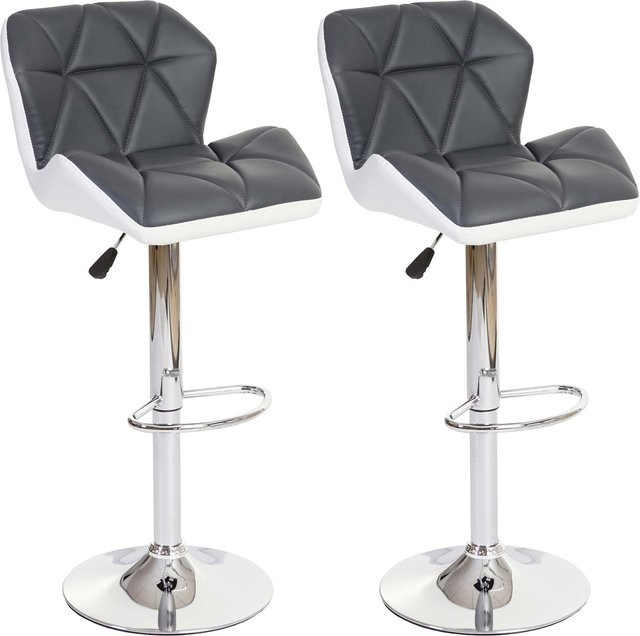 2er-Set Barhocker MCW-A92 aus Kunstleder und Stahl in Grau mit 360 Grad Drehsitz - Bild 1