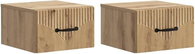 vidaXL Wandmontierter Nachttisch Set aus 2 Stück in Artisan-Eiche, Braun, B/T/H: 34,5 x 33 x 20 cm - Bild 1