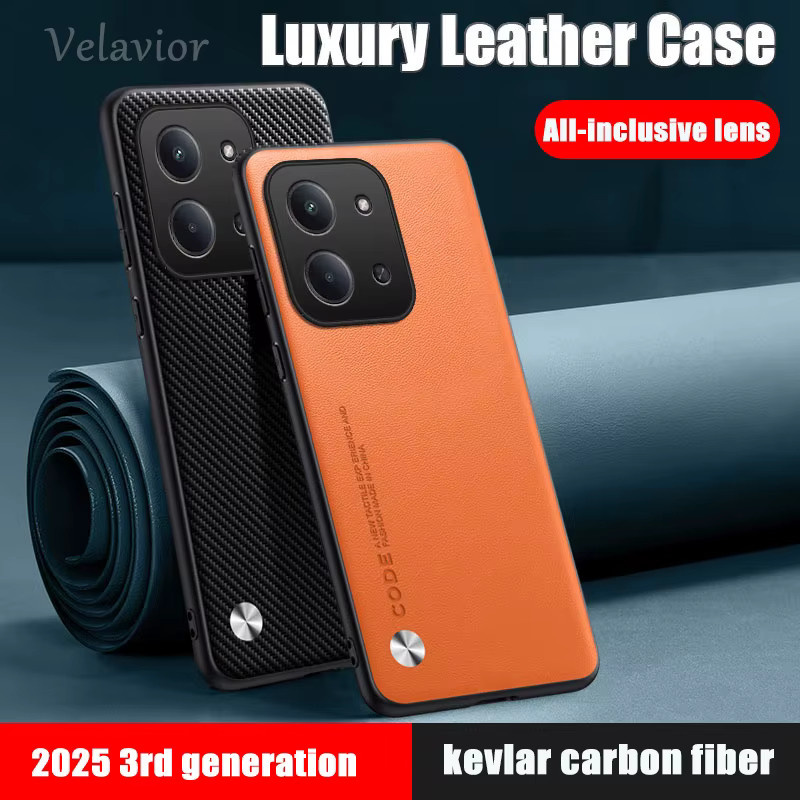 Luxus PU Leder Schutzhülle für Xiaomi Redmi 15C 4G, Redmi 15 und 13C in Gelb, Stoßfeste Silikon Rückseite - Bild 1