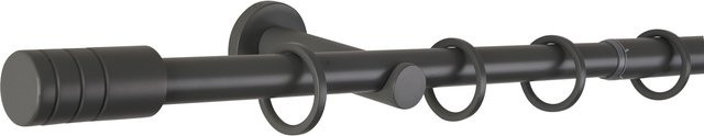 Ondeco Gardinenstange ausziehbar 1-lauf zur Wandmontage mit Ringen, Farbe: Anthrazit, Breite: 210-400 cm - Bild 1