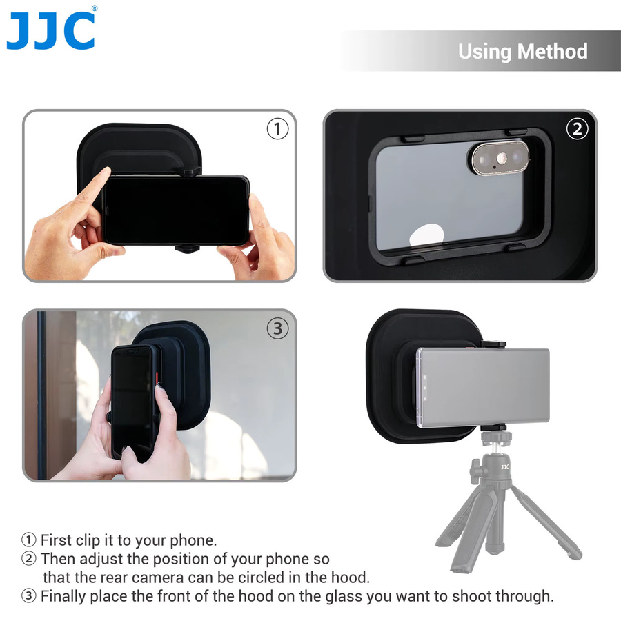 JJC Antireflex-Kamera-Gegenlichtblende mit Kaltschuh für iPhone 15 14 13 12, Samsung und Android Smartphones, Schwarz - Bild 2