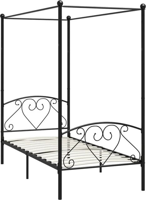 vidaXL Himmelbett-Gestell aus Metall in Schwarz Matt, B/T: 90 x 200 cm - Bild 1