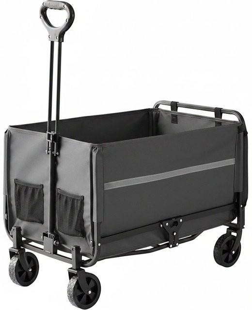 Relaxdays Bollerwagen aus Stahl in Grau, faltbar mit Heckklappe, B/H/T: 97 x 76 x 50 cm - Bild 1