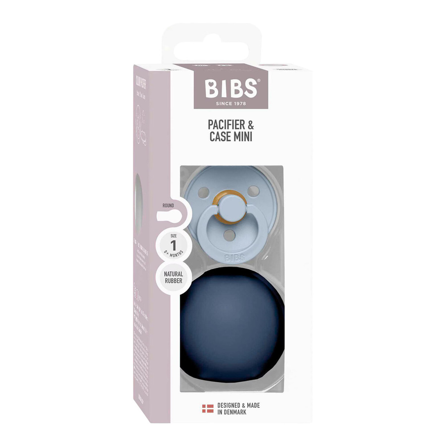 BIBS Schnuller Set mit Schnullerbox Mini 0-6 Monate in Blau aus Naturkautschuk und Polypropylen - Bild 2