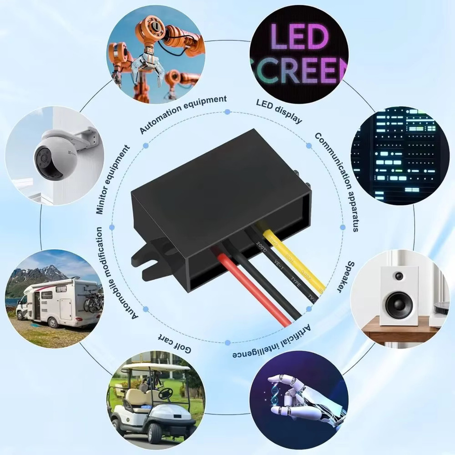 kangwobei DC-DC Step-Down-Adapter 12V 24V zu 9V 5A 45W Buck-Konverter in Schwarz für Fahrzeugsicherheitssysteme und LED-Produkte - Bild 4
