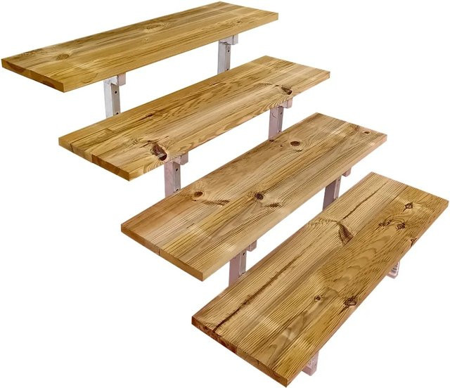 Vinuovo Außentreppe Oslo aus Stahl und Holz in Braun, 4 Stufen, Breite: 100 cm - Bild 1