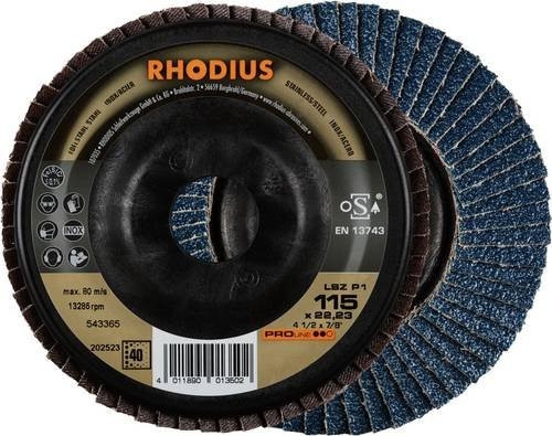 Rhodius PROline LSZ P1 Fächerschleifscheibe Blau, Durchmesser: 115 mm, Bohrung: 22,23 mm, Körnung: K40, 10 Stück - Bild 1