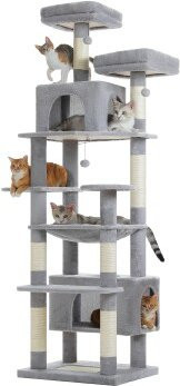 Pawz Road XXL Kratzbaum für Katzen in Beige mit Höhle und Hängematte, Höhe: 205 cm - Bild 1