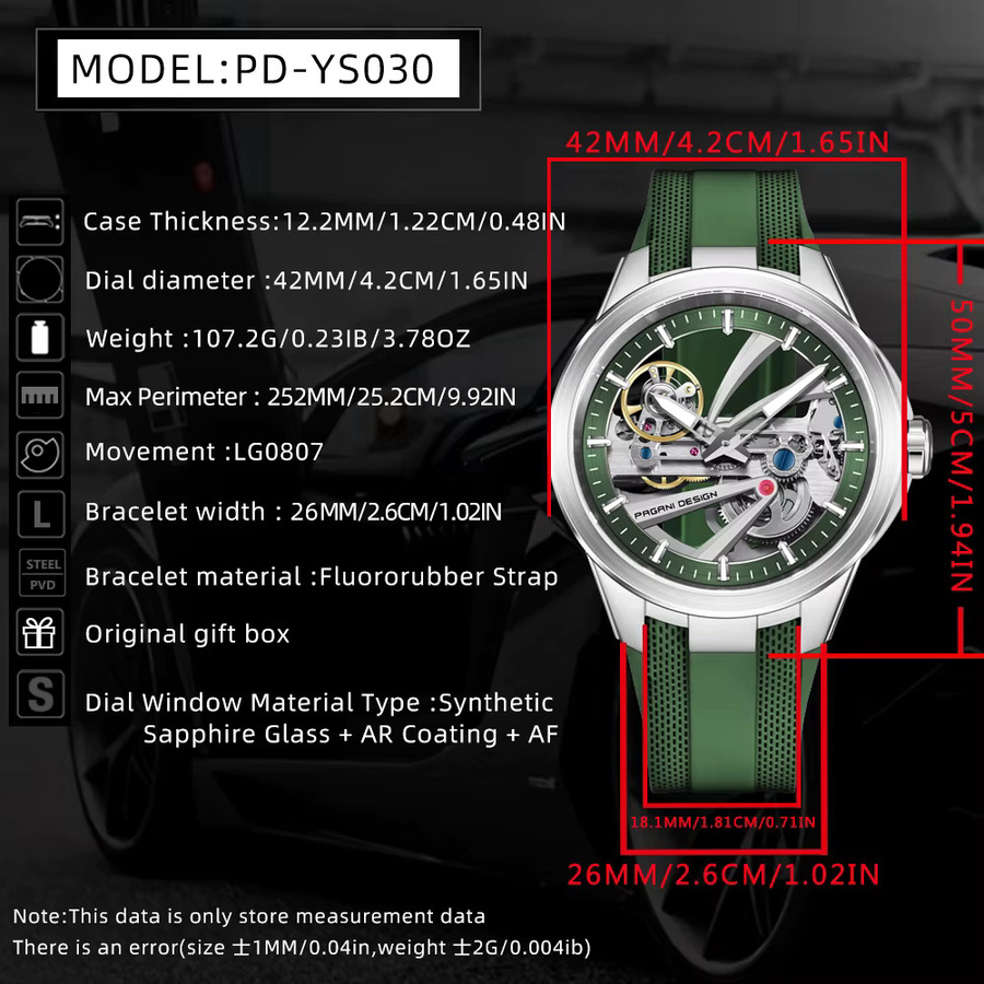 PAGANI DESIGN Armbanduhr Automatik, Edelstahl, Grün, Herren - Bild 6