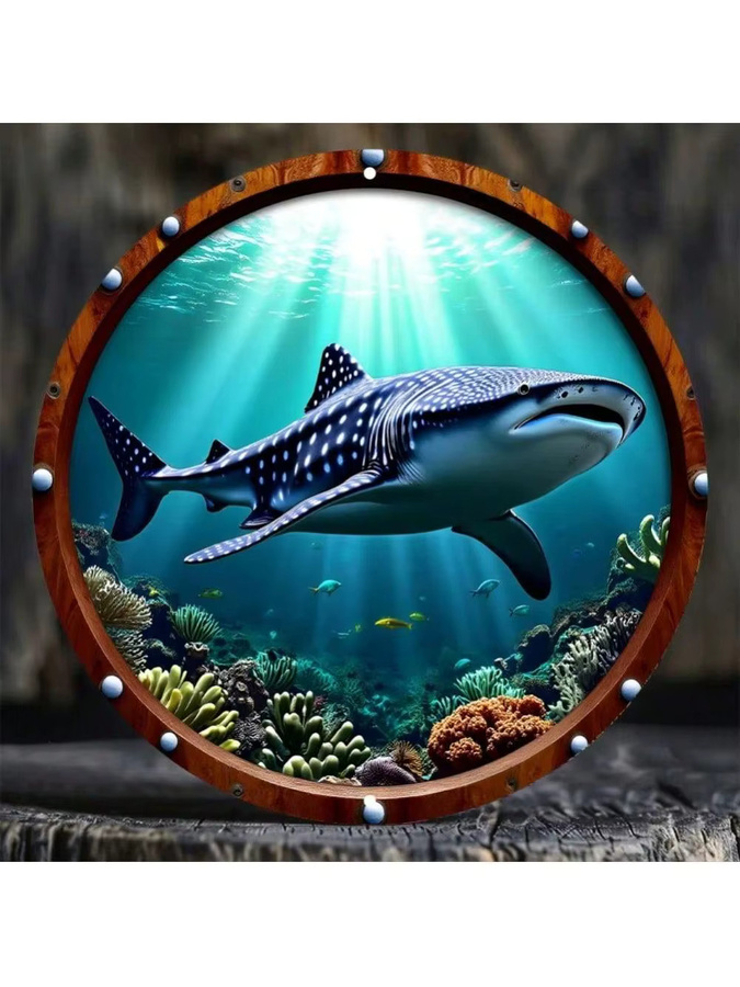 NOUSUN 3D Walhai Metallwandkunst Runde Ozeanskulptur aus Eisen für Garten und Büro - Bild 4