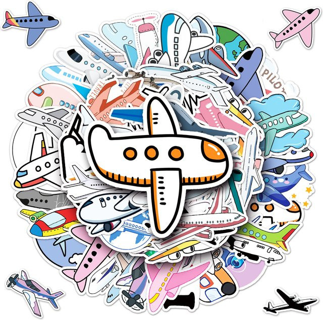 GOGOTU Flugzeug-Cartoon-Graffiti-Aufkleber, 50-teiliges Set, multicolour - Bild 1