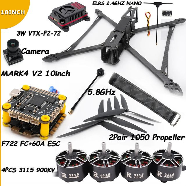 YSIDO Mark4 V2 10 Zoll RC FPV Racing Freestyle Drohnen-Rahmenkit, Set / Bundle - Bild 1