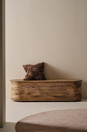 IKEA SJÖBO Bank mit Aufbewahrung aus Mango-Holz in Braun, B/T/H: 150 x 42 x 42 cm - Bild 1