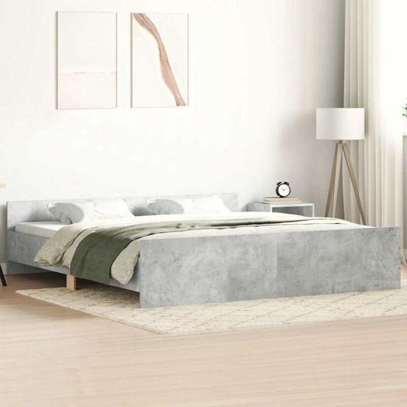 Vidaxl Massivholzbett aus Kiefer mit Kopf- und Fußteil in Grau, B/T/H: 160 x 200 cm - Bild 1