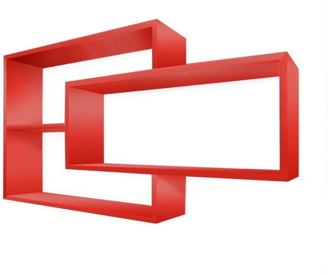 Coemo Wandregal KARO Schweberegal aus Holz in Rot, B/T/H: 104 x 20 x 59 cm - Bild 1