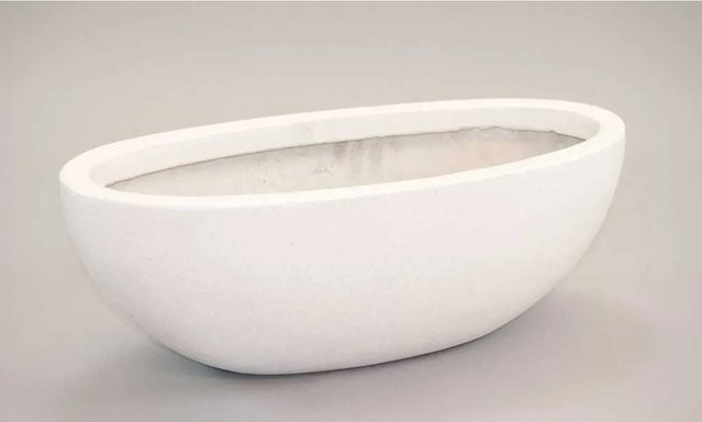Ovaler Pflanzkübel aus Fiberglas von Elegant Einrichten in Perlmutt-Weiß, B: 65 cm, T: 31 cm, H: 25 cm - Bild 1