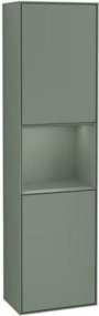 V&B Hochschrank Finion für das Bad mit LED-Beleuchtung, Glastüren und Glasfachböden, Farbe Olivenlackiert, B: 41,8 cm, H: 151,6 cm - Bild 1