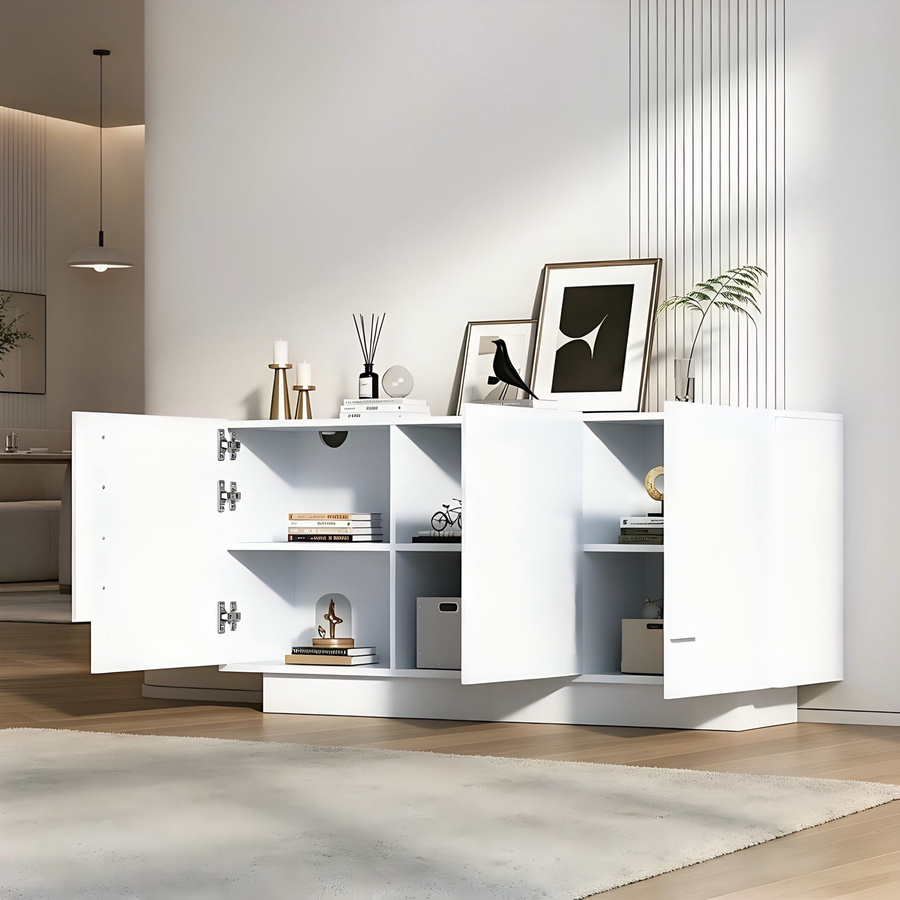 Modernes Wohnzimmer-Sideboard in Weiß mit minimalistischem Design, B/T/H: 160 x 35 x 60 cm - Bild 2
